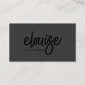 Black on Black Modern Brush Script Beauty Business Visitenkarte (Vorderseite)