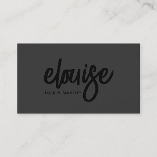 Black on Black Modern Brush Script Beauty Business Visitenkarte (Vorderseite)