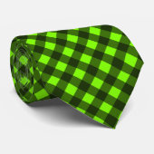 Black on Chartreuse Gingham Karo Krawatte (Gerollt)