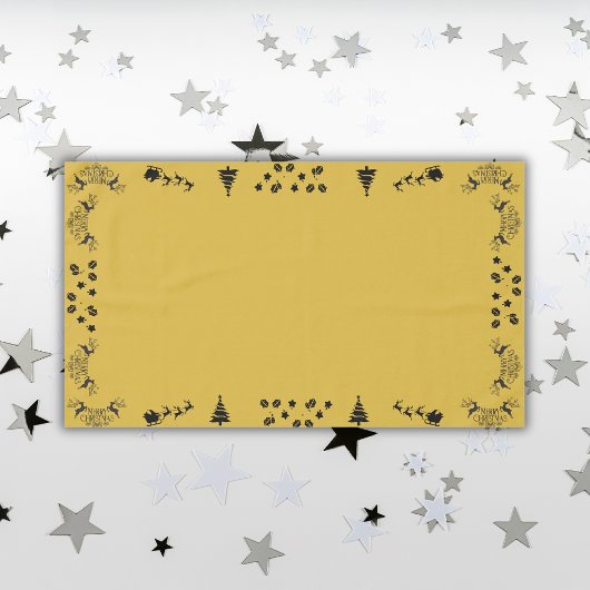 Black on Gold Frohe Weihnachten | Groß Tischdecke