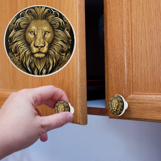 Black on Gold Lion Keramikknauf