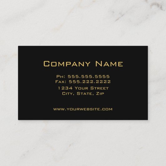 Black on Hammered Gold Business Card Visitenkarte (Rückseite)