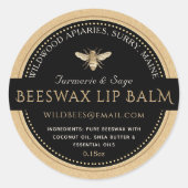 BLACK ON KRAFT Beeswax Lip Balm Label Runder Aufkleber (Vorderseite)