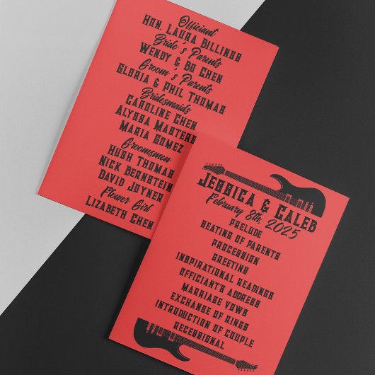 Black on Red Heavy Metal Wedding Programm