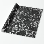 Black on White Acanthus Leaf Black Floral Palace Geschenkpapier (Ungerollt)