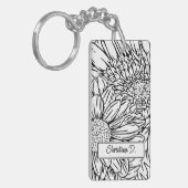 Black on White Chrysanthemums with Photo Schlüsselanhänger (Vorderseite links)