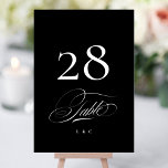 Black on White Elegant Calligraphy Wedding Tischnummer<br><div class="desc">Tischnummer - elegant und beeindruckend - Teil einer Kollektion</div>