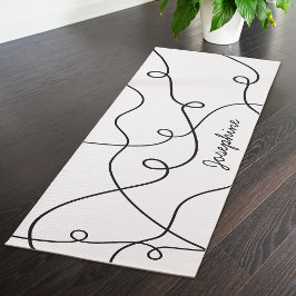 Black On White Geometric Loops Pattern And Name Yogamatte