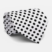 Black on White Mini Polka Dots Necktie Krawatte (Gerollt)