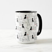 Black on White Paris Cats Tasse (VorderseiteRechts)
