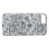 Black on White Retro Paisley Damasks Lace Case-Mate iPhone Hülle (Rückseite (Horizontal))