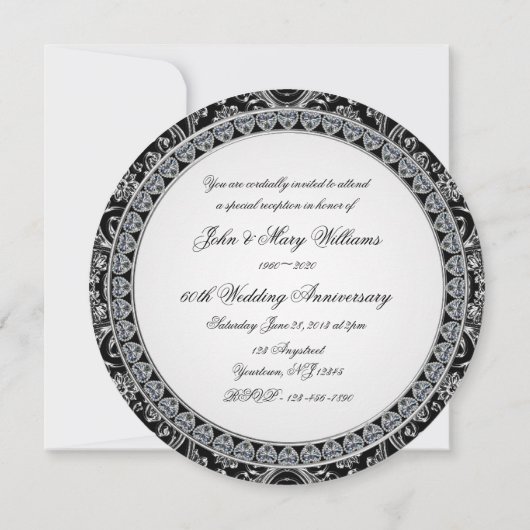 Black Onyx Diamond Wedding Jubiläum Einladung (Rückseite)