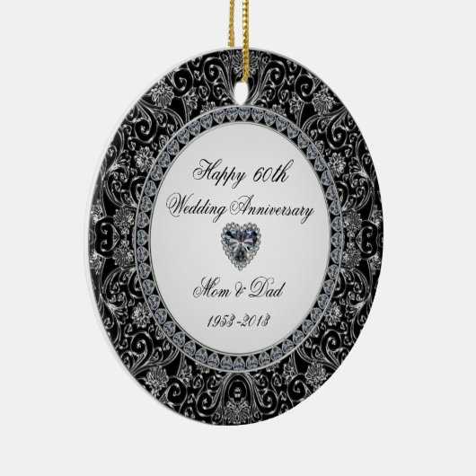 Black Onyx Diamond Wedding Jubiläum Keramik Ornament (Rechts)