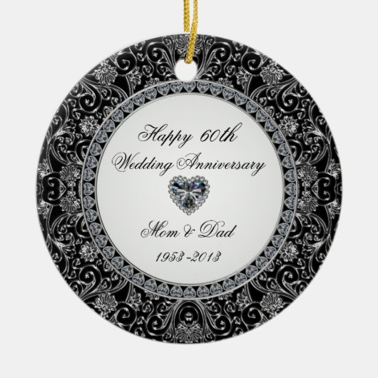 Black Onyx Diamond Wedding Jubiläum Keramik Ornament (Vorne)