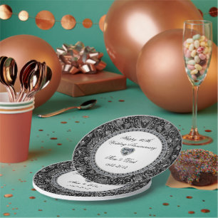 Black Onyx Diamond Wedding Jubiläum Pappteller