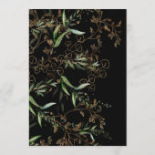 Black Onyx Modern Gold Boho Leafy Brautparty Einladung (Rückseite)