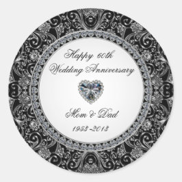 Black Onyx Style Diamond Wedding Jubiläum Runder Aufkleber