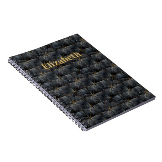 Black Onyx Tiled Pattern Name Monogram Notizblock (Rechte Seite)