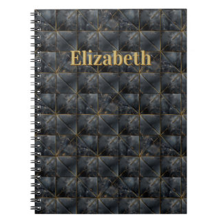 Black Onyx Tiled Pattern Name Monogram Notizblock