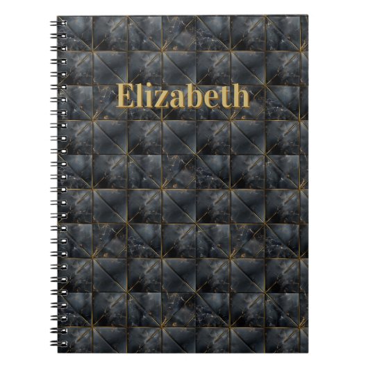 Black Onyx Tiled Pattern Name Monogram Notizblock (Vorderseite)
