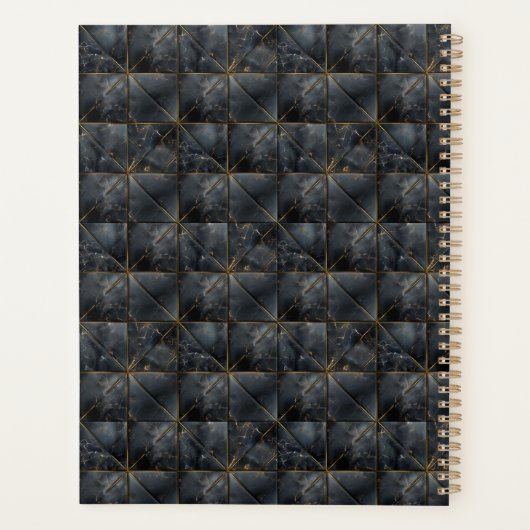 Black Onyx Tiled Pattern Name Monogram Planer (Rückseite)