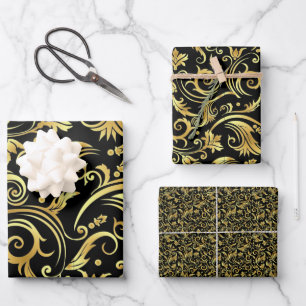Black Onyx und Gold Geschenkpapier Set