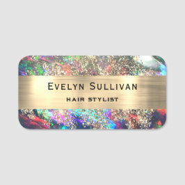 Black Opal Imitats Gold Foil Glitzer Name Tag Namensschild