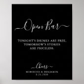 Black Open Bar Calligraphy Personalisiert Wedding Poster (Vorne)