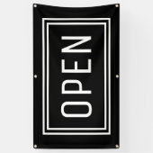 BLACK OPEN SIGN FLAG BANNER (Vertikal)