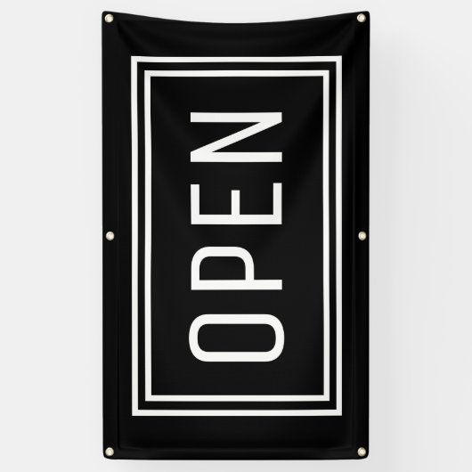 BLACK OPEN SIGN FLAG BANNER (Vertikal)