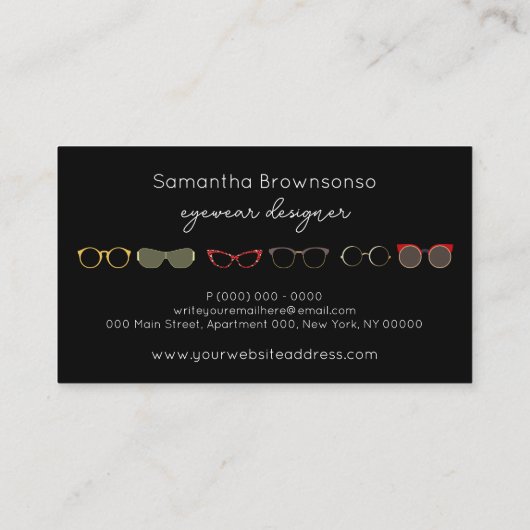 Black Optic Eyewear Fashion SunGlasses Visitenkarte (Rückseite)