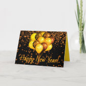 Black Orange Balloons GLÜCKLICH NEUES JAHR Persona Karte (Vorderseite)