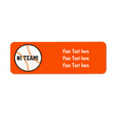 Black & Orange Baseball Team Party Address Labels (Vorne)