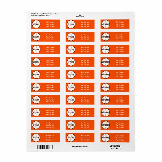 Black & Orange Baseball Team Party Address Labels (Vorne)
