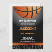 Black Orange Basketball Einladung zum Geburtstag (Vorderseite)