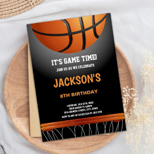 Black Orange Basketball Einladung zum Geburtstag