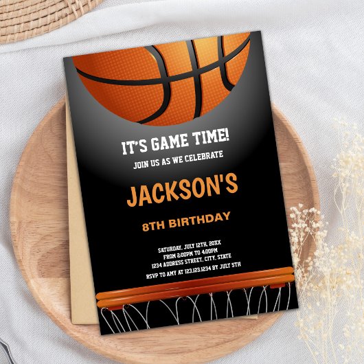 Black Orange Basketball Einladung zum Geburtstag