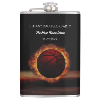 Black Orange Basketball Party Wochenende Flachmann