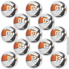 black orange basketball team stickers 13 athletes aufkleber