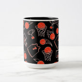 Black & Orange Basketball Thema Zweifarbige Tasse (Mittel)