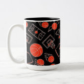 Black & Orange Basketball Thema Zweifarbige Tasse (Links)