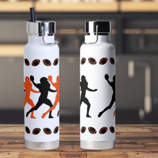 Black Orange Bengalisch Football Player Silhouette Trinkflasche