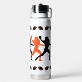 Black Orange Bengalisch Football Player Silhouette Trinkflasche (Hinten)