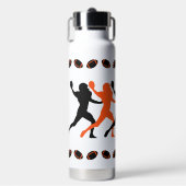 Black Orange Bengalisch Football Player Silhouette Trinkflasche (Vorderseite)