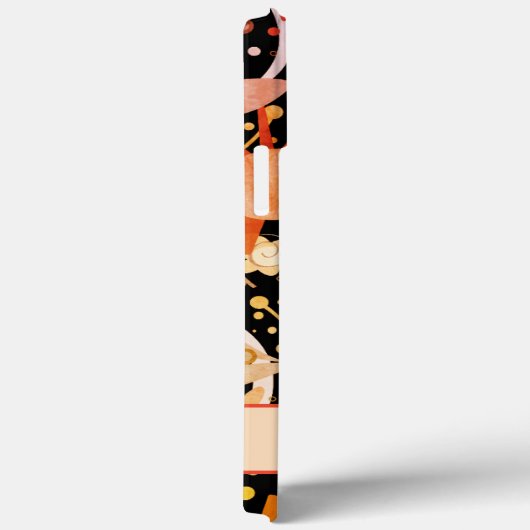 Black Orange Boho Floral Inspirivity iPhone Case (Rückseite / Rechts)