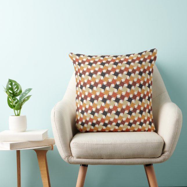 BLACK ORANGE BROWN AQUAMARIN FALL PATTERN KISSEN (Stuhl )