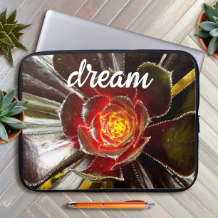 Black Orange Cactus Fotografy Dream Quote Script Laptopschutzhülle