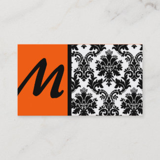 Black Orange Damask Business Cards Visitenkarte