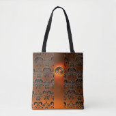 BLACK ORANGE DAMASK FLORAL GEMSTONE MONOGRAMM TASCHE (Vorderseite)