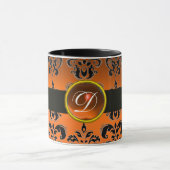 BLACK ORANGE DAMASK GEMSTONE MONOGRAMM TASSE (Zentrum)